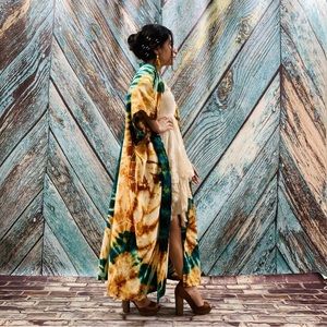 Handmade Tie Dye Maxi Kimono Duster One Size